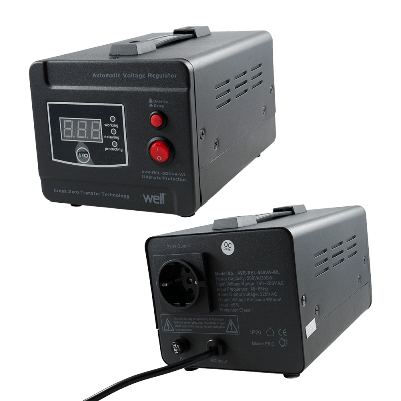 Stabilizator de tensiune cu releu POWERUP 500VA/300W Well